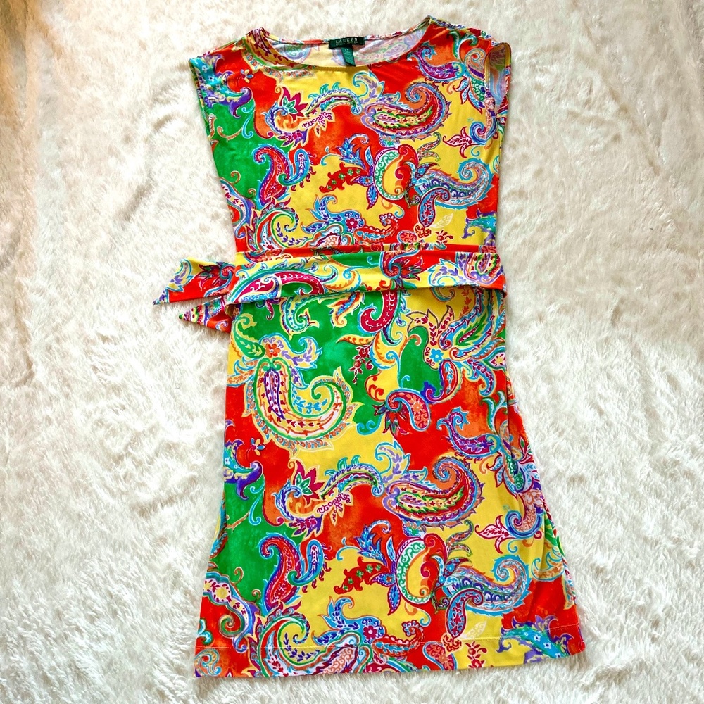Ralph Lauren belted jersey dress S